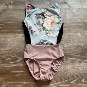 Eleve Dancewear Floral and Velvet Leotard Size Small
